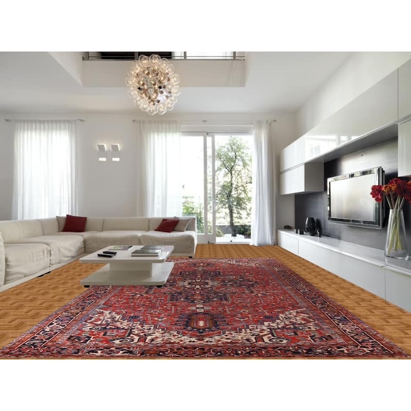 Vegetable Dye Heriz Serapi Persian Large Antique Wool Carpet - 11'1"x 19'5"