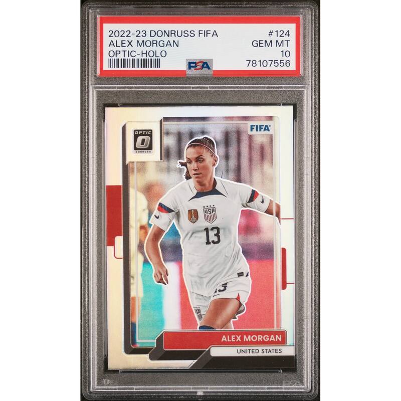 Alex Morgan 2022 Panini Donruss Optic World Cup Holo Card #124 Graded PSA 10 - 8'6" x 11'6"