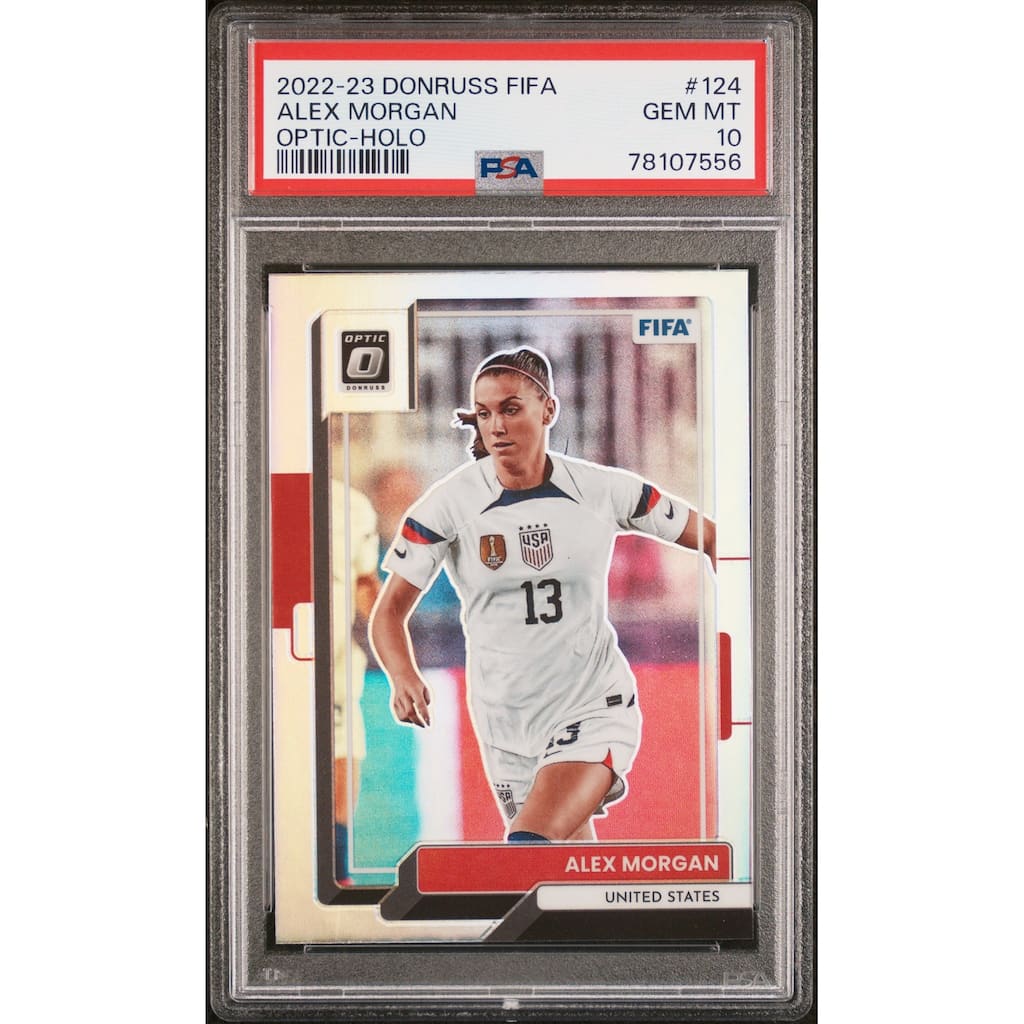 Alex Morgan 2022 Panini Donruss Optic World Cup Holo Card #124 Graded PSA 10 - 8'6" x 11'6"
