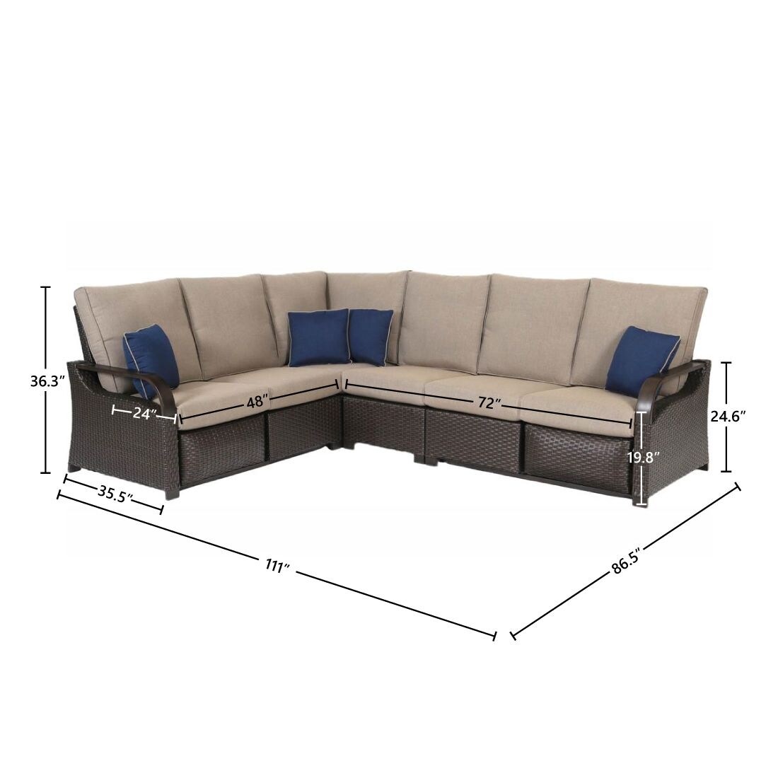 Shop Barcalounger Outdoor Living Palm Grove 5 Seater Reclining Sectional Sofa Overstock 31849753