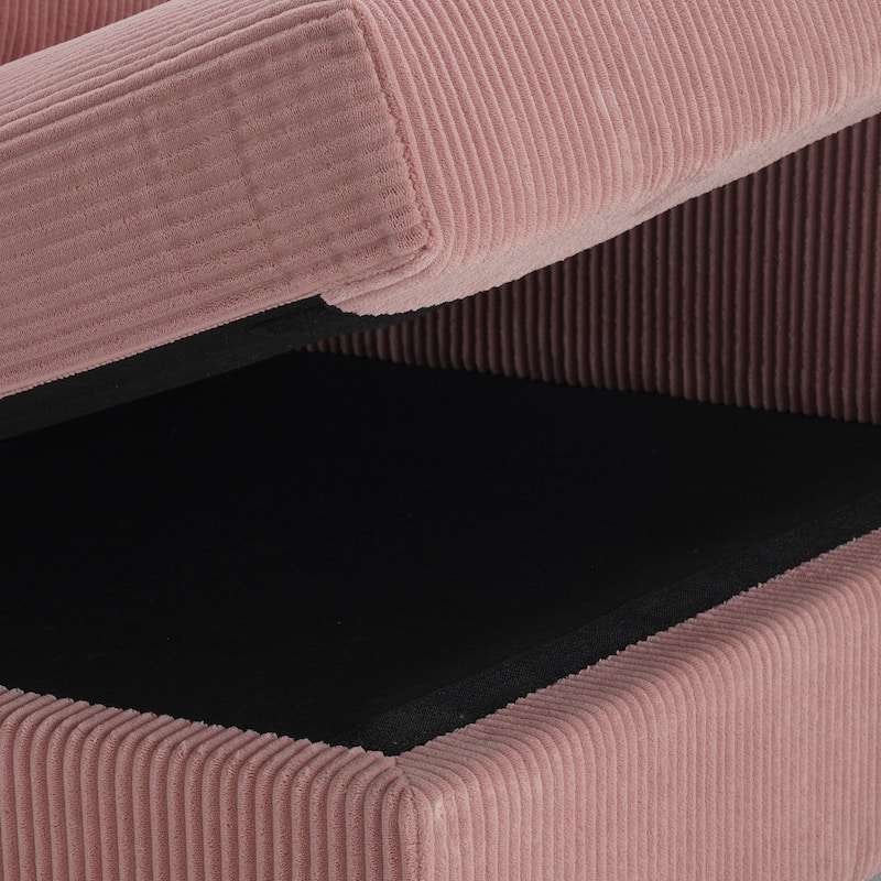 Modern Corduroy Indoor Chaise Lounge Couch with Pillows