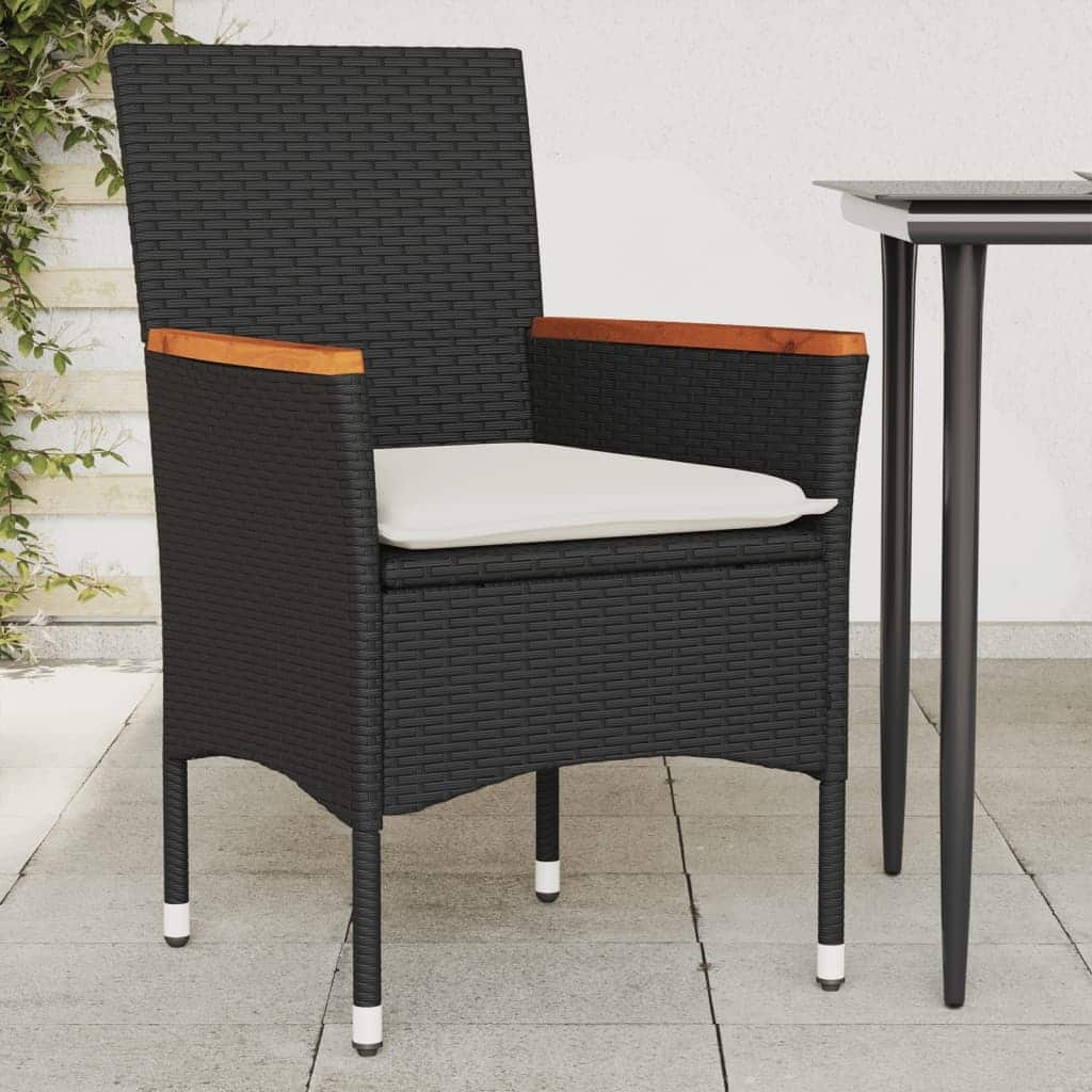 vidaXL Garden Chair Black, Cream White - 24.0 x 20.9 x 32.7