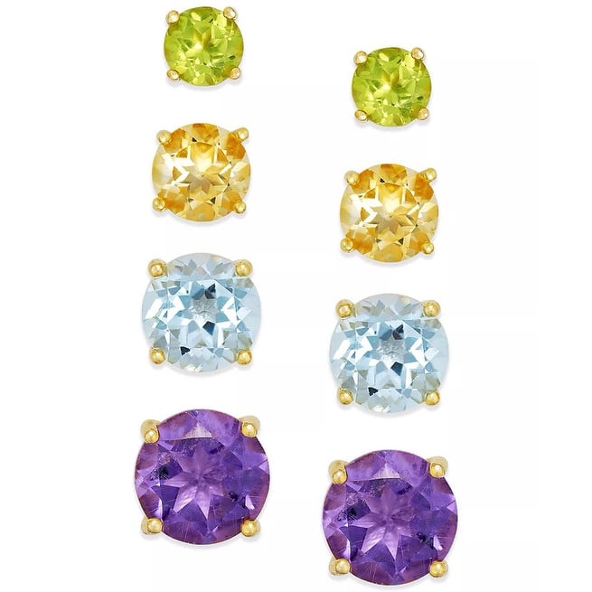 Victoria Townsend Gold over .925 Sterling Silver Multi-Stone Stud Earring Set