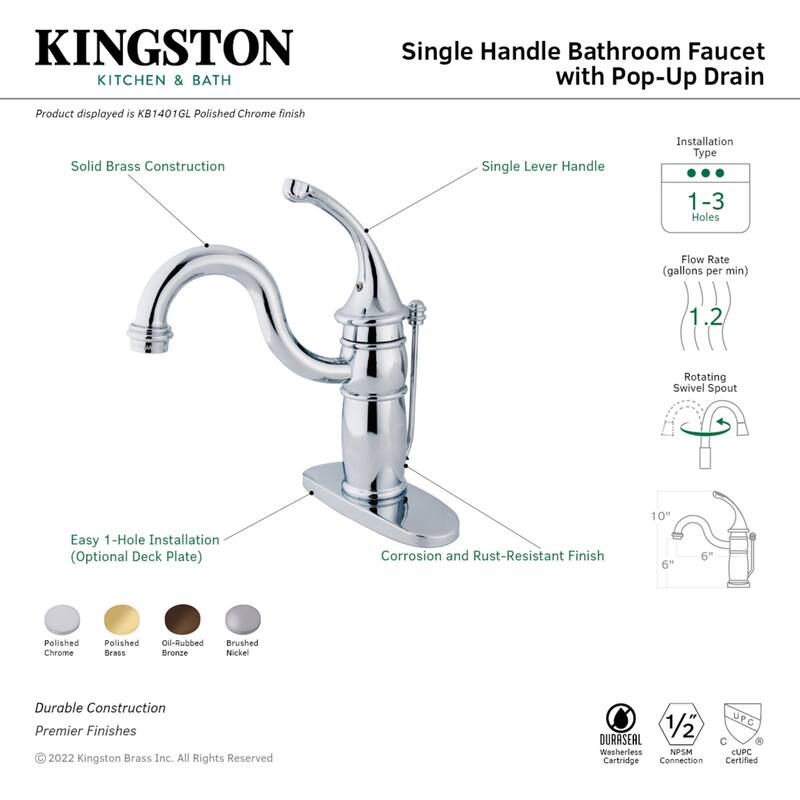 Georgian Single-Handle 1-Hole Deck Mount Bathroom Faucet