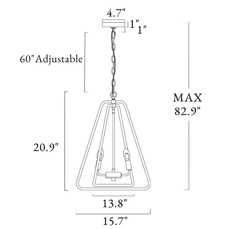 Modern Gold 4-Light Lantern Chandelier Dimmable Pendant for Kitchen Island Foyer - Brass Gold - 15.7"Dx20.9"H