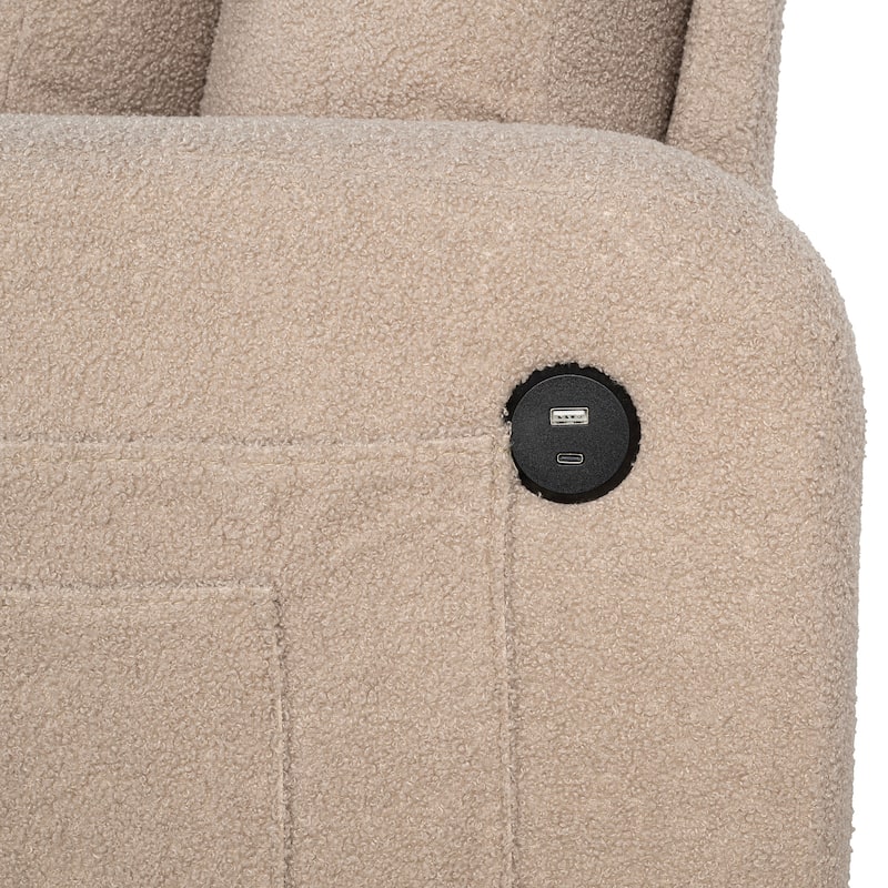 85" Modern Beige Corduroy 3-seater Sofa with USB and 2 Pillows