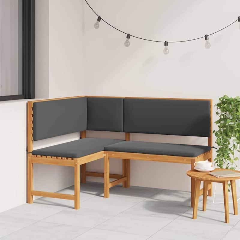vidaXL Garden Corner Bench Brown 140 x 100 x 91cm Solid Acacia wood - 55.1 x 39.4 x 35.8 - Anthracite-L-shaped bench