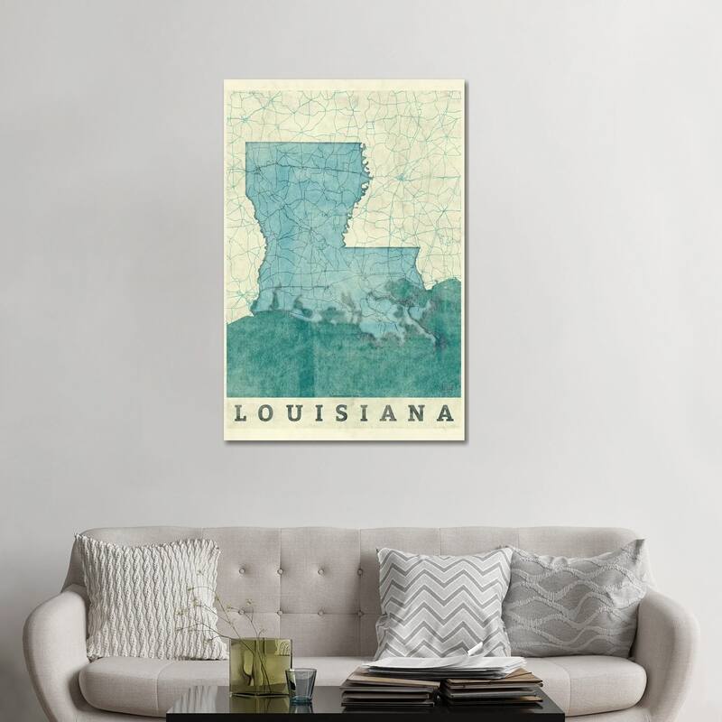 iCanvas "Louisiana Map" by Hubert Roguski Canvas Print - 48x32x1.5