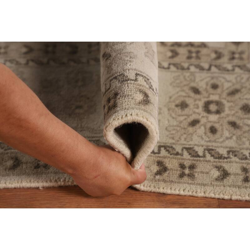Geometric Oushak Indian Area Rug Handmade Wool Carpet - 7'11"x 9'9"