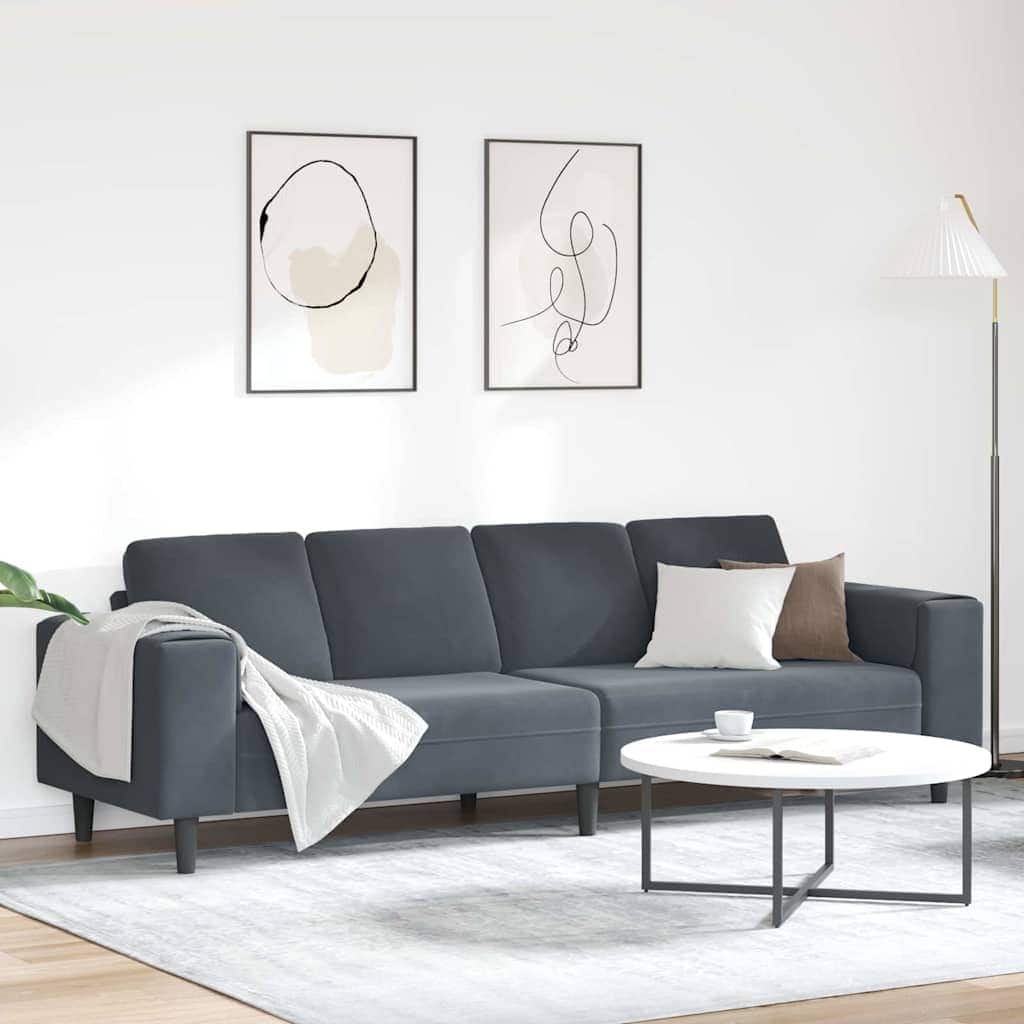 vidaXL Sofa Set Dark gray Velvet - 98.4 x 30.3 x 29.9 inch