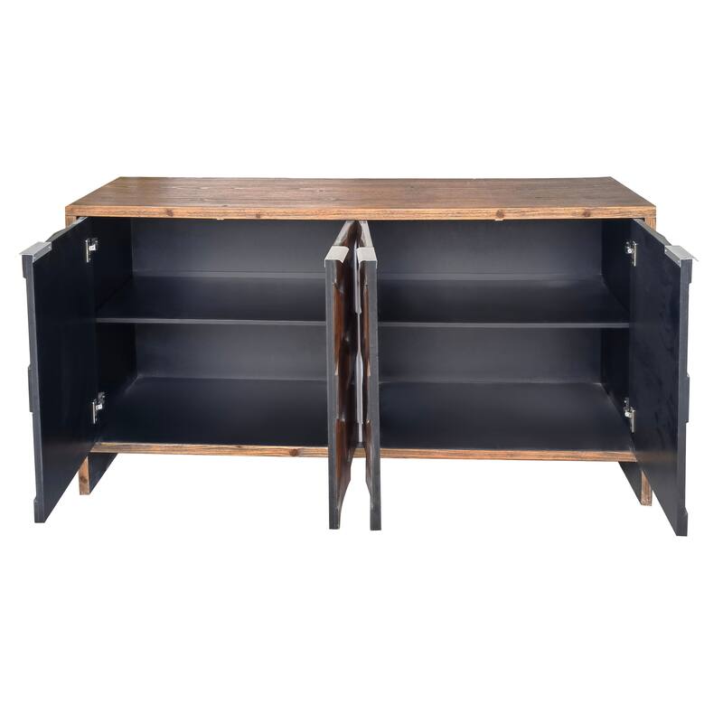 Cabinet Farmhouse Style 4 Door Wooden Cabinet Sideboard Buffet Server Cabinet Storage Cabinet,Antique Natural Wood