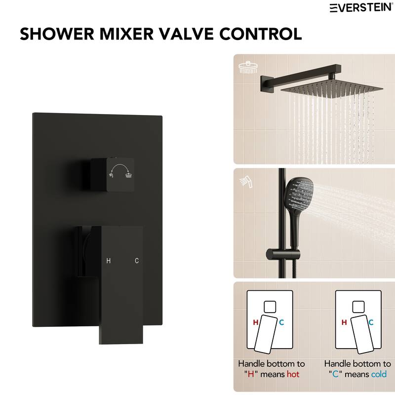 Pressure-Balanced Shower System ,10-Inch Rainfall Shower Faucet with 3-Function Handheld Shower