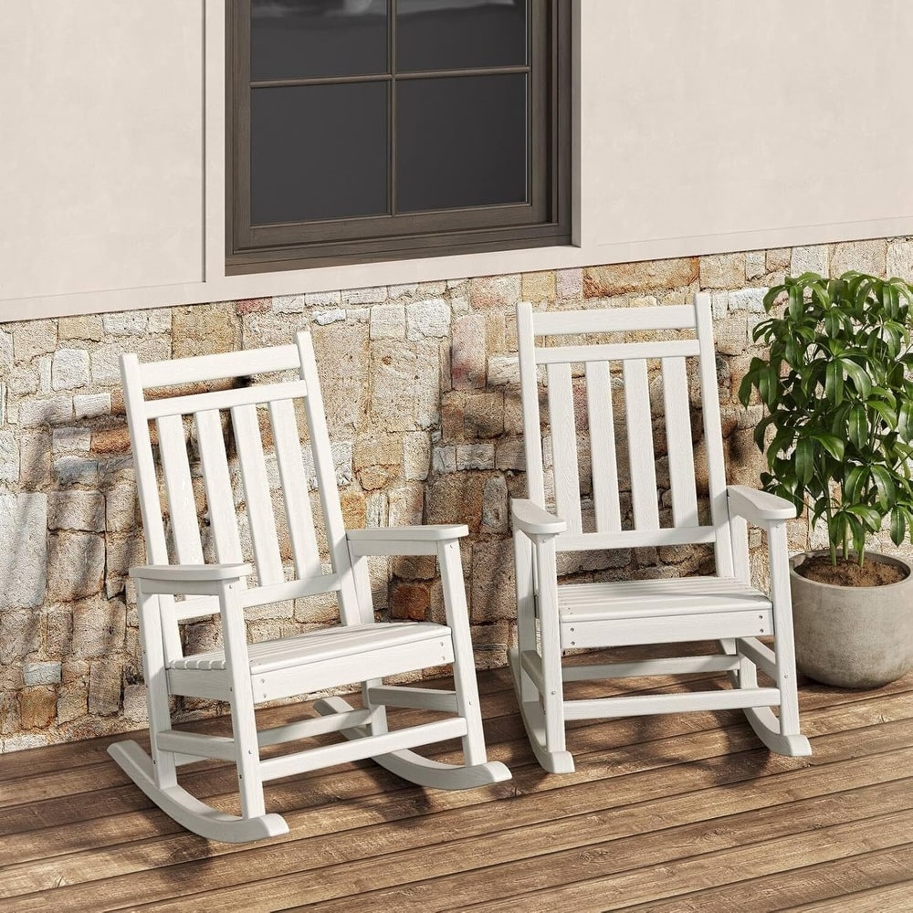 2 PCS HDPE Rocking Chair Outdoor, Porch Rocker Chairs for Patio Front Porch