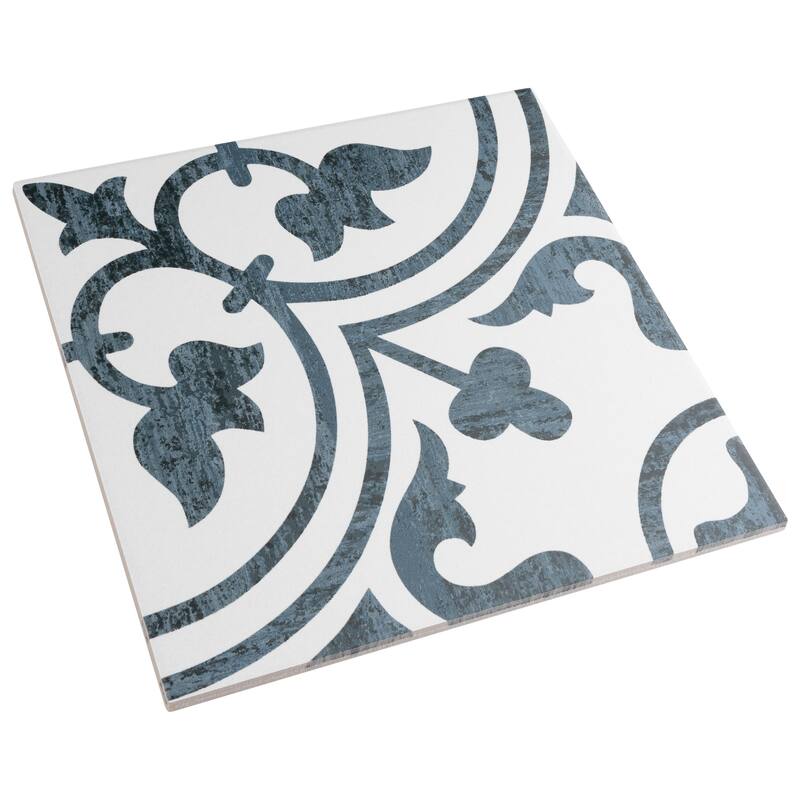 Merola Tile Cassis Arte Black 9-3/4" x 9-3/4" Porcelain Floor and Wall Tile