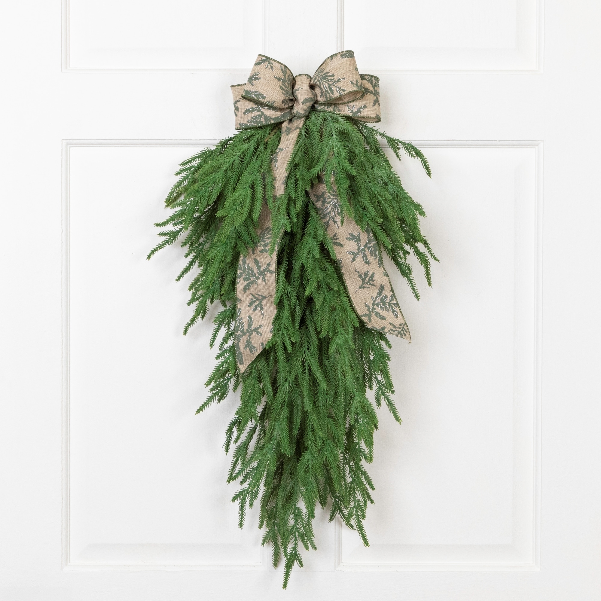 Norfolk Pine Artificial Christmas Teardrop Swag - 28"