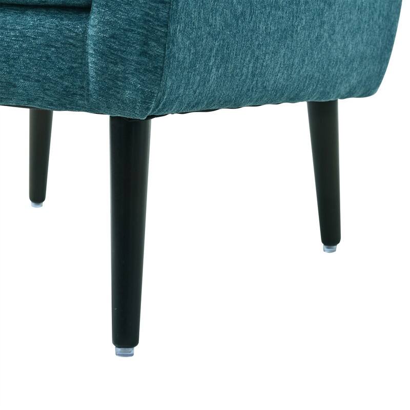 Modern Chenille Upholstered Armchair with Pillow and Solid Wood Leg