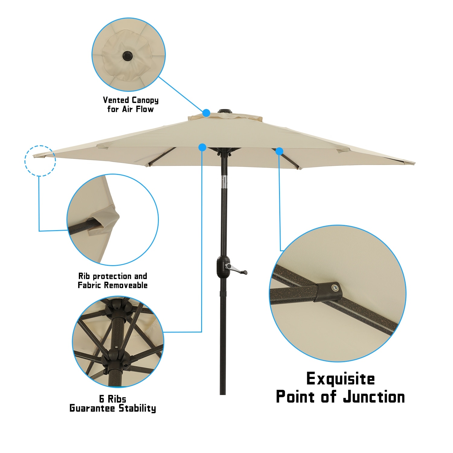 7.5 FT Patio Market Table Umbrella with Tilt and Crank Mechanism