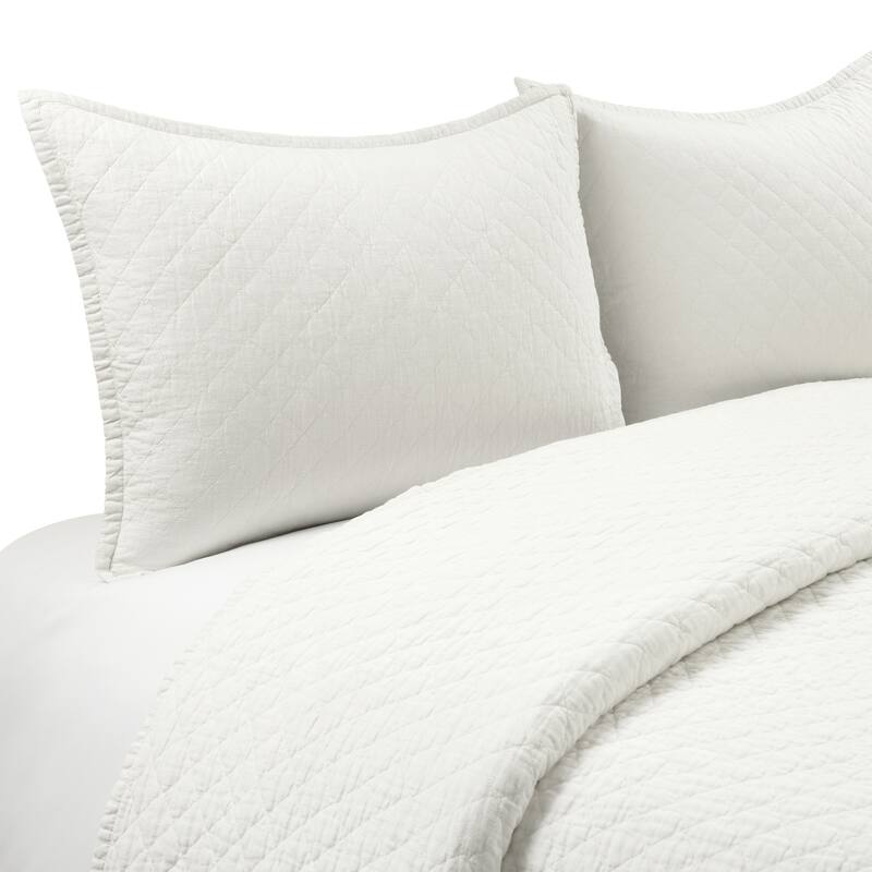 Lush Decor Belgian Flax Prewashed Linen Rich Cotton Blend Quilt 3 Piece Set