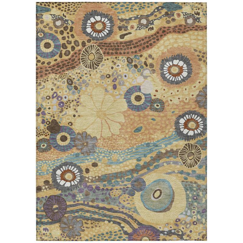 Machine Washable Indoor/ Outdoor Whimsy Floral Chantille Rug
