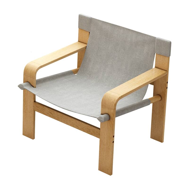 GDFStudio - Oak Wood Frame Linen Fabric Armchair for Living Room, Bedroom, Balcony