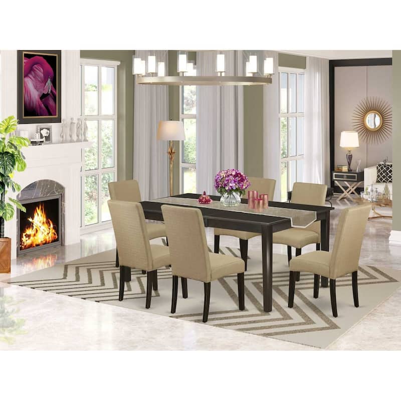Southwestern Kitchen Set 7Pc - Table w/ Butterfly Leaf & 6 Chairs - Linen Fabric