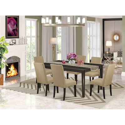 Southwestern Kitchen Set 7Pc - Table w/ Butterfly Leaf & 6 Chairs - Linen Fabric