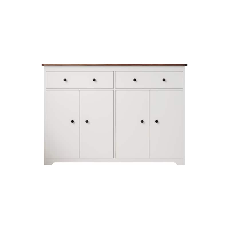 Modern Storage Sideboard Buffet Cabinet with 2 Drawers and 4 Doors for Living Room,Dining room,Kitchen,Coffee Bar, In White