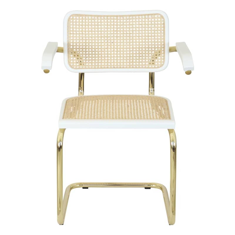 Breuer Chair Company Marcel Breuer Cesca Cane Cantilever Armchair Arm Chair w/ Brass Steel Frame (Various Wood & Cane Colors)
