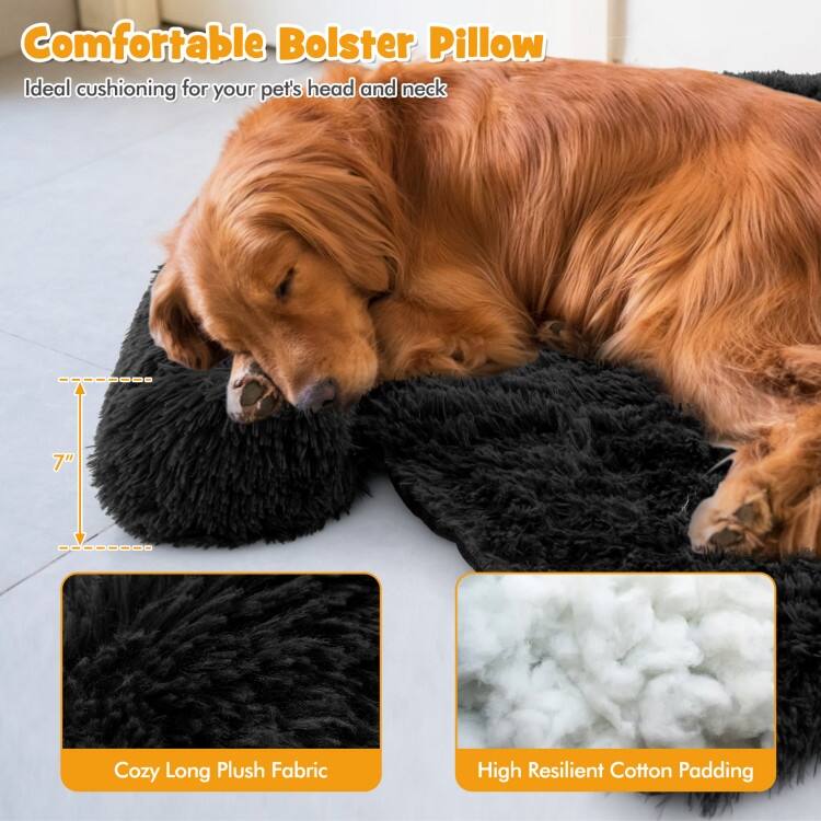 Plush Calming Dog Couch Bed with Anti-Slip Bottom