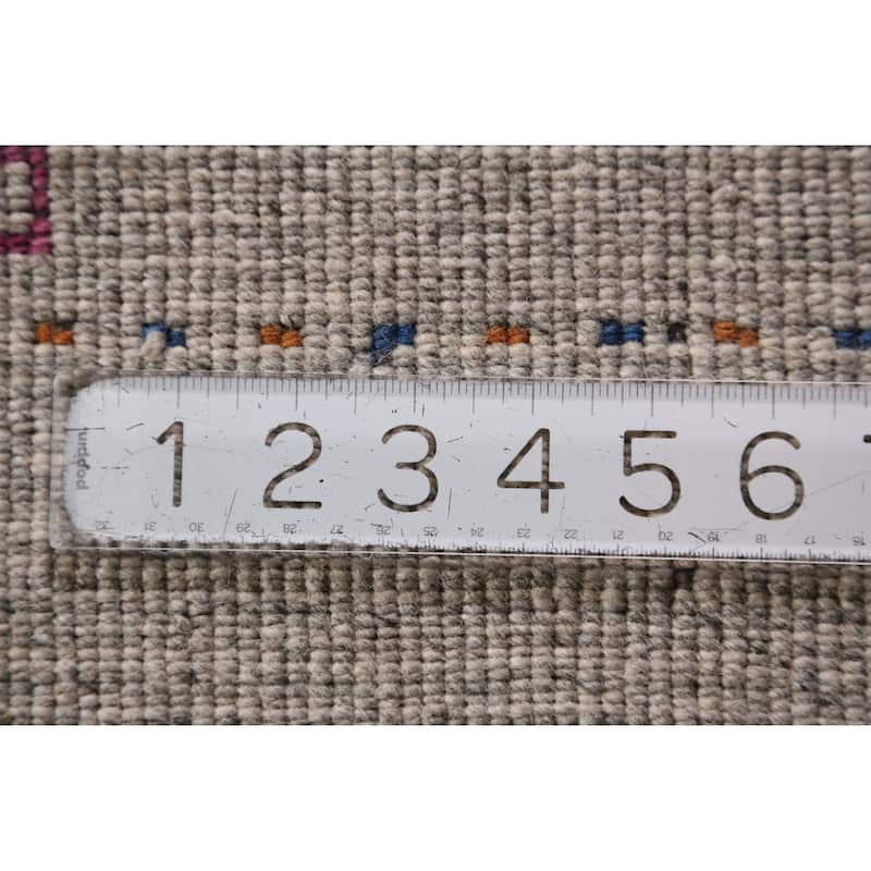 Little Animals Gray Gabbeh Indian Rug Hand-Knotted Wool Carpet - 4'0" x 5'11"