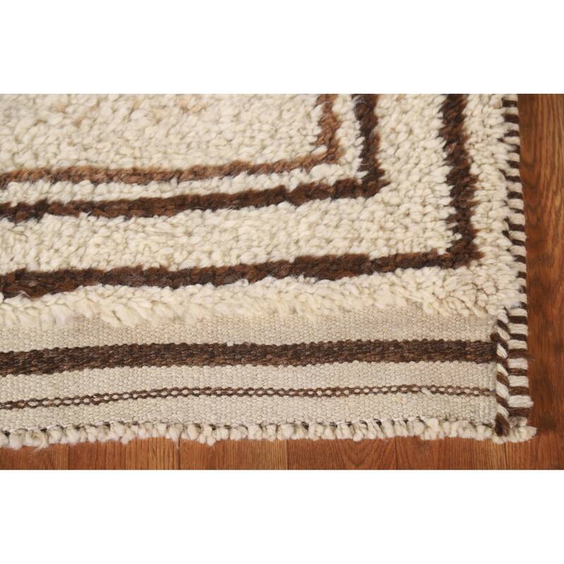Anatolian Beige Tribal Turkish Runner Rug Handmade Wool Carpet - 3'7"x 10'4"