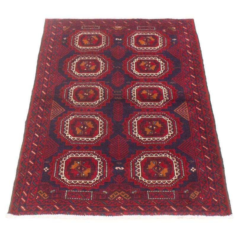 ECARPETGALLERY Hand-knotted Royal Baluch Red Wool Rug - 3'4 x 5'10