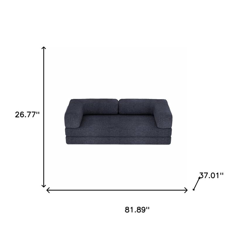 HomeRoots 82" Blue Chenille Modular Stainless Steel Sofa
