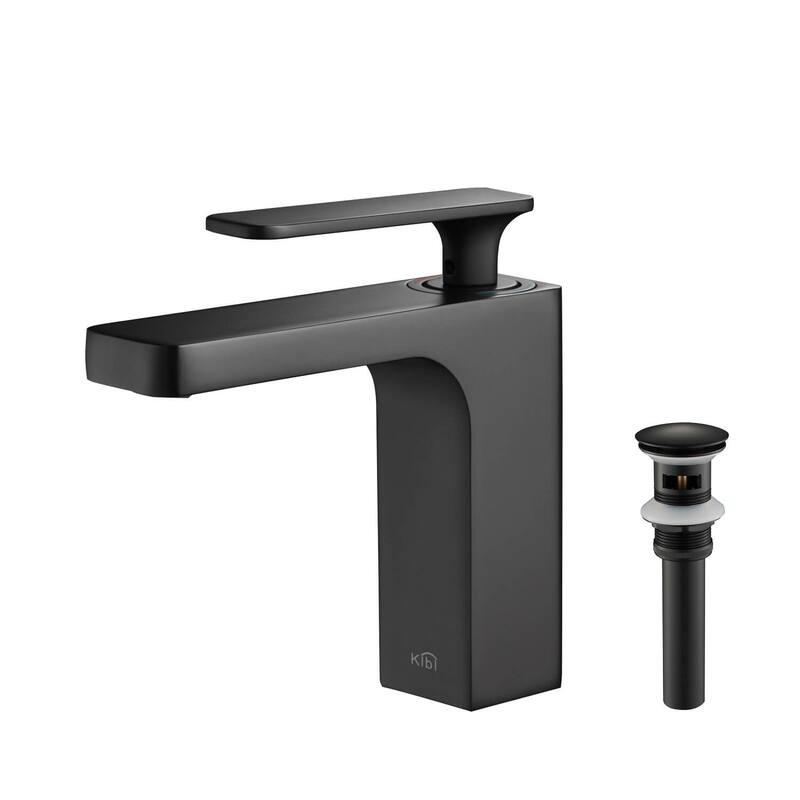 Lead Free Solid Brass Single Handle Bathroom Vanity Sink Faucet with Water Hose - Matte Black W/ Pop Up Drain