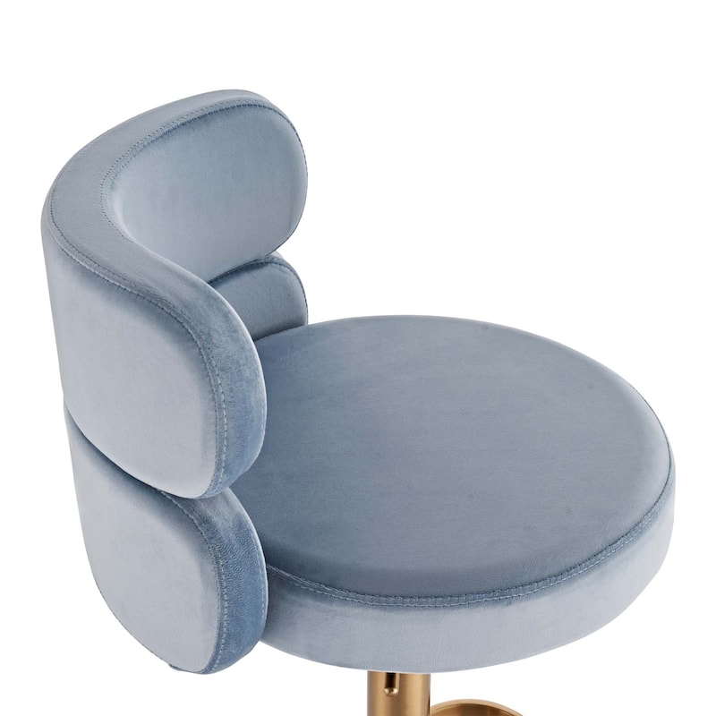 Modern Velvet Bar Stool with Height Adjustment and 360-Degree Swivel