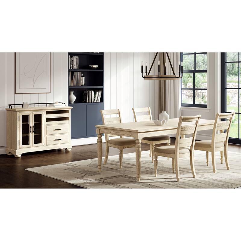 Ladder Back Side Chair - Whitewash Finish (Set of 2)