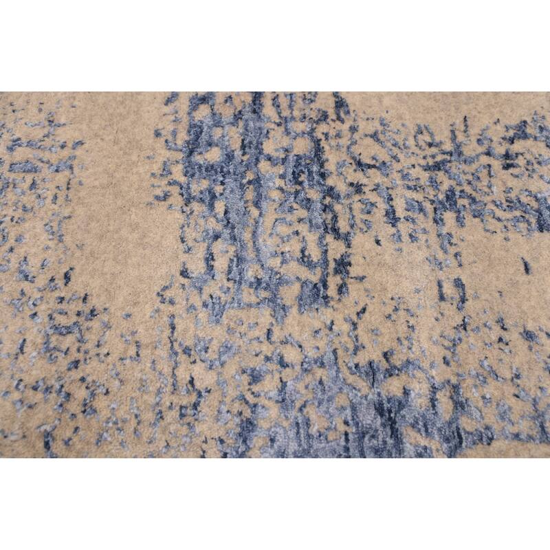 ECARPETGALLERY Hand Loomed Elysian Dark Blue, Light Khaki Rug - 7'10 x 9'11