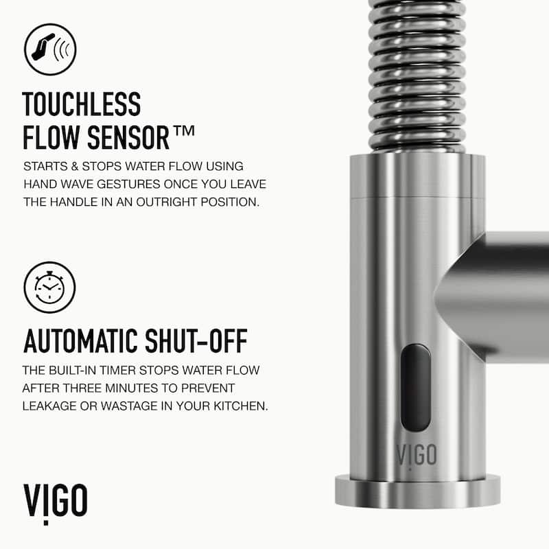 VIGO Edison 19" H Single Handle Pull-Down Sprayer Kitchen Faucet Set with Touchless Sensor