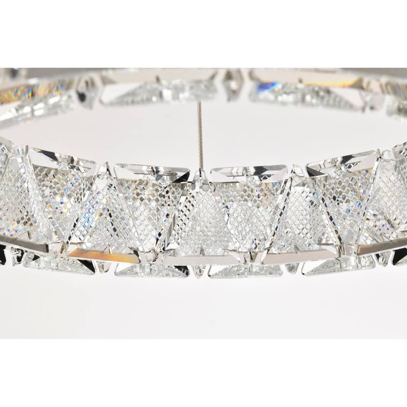 Asher LED 15 Inch Pendant Polished Nickel Finish K9 Crystal - Polished Nickel