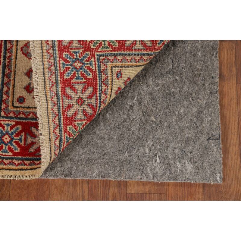 Hand Knotted Oriental 100% Wool Carpet Traditional Geometric Yellow & Gold Kazak Area Rug - 2' 10'' X 2' 1''