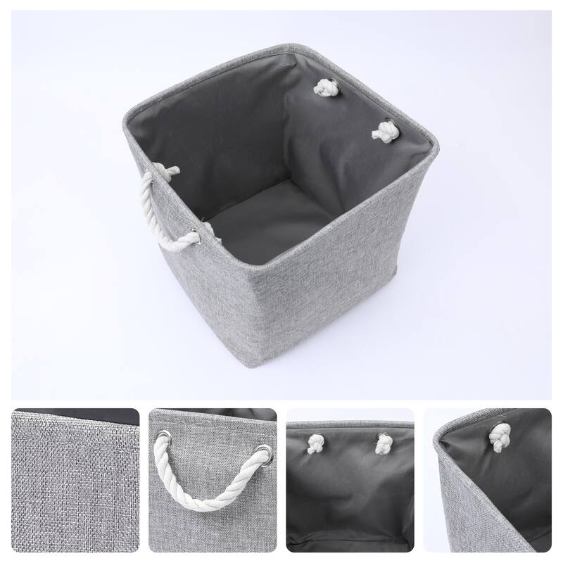13 Inch Square Fabric Collapsible Storage Basket Bin with Handle, Storage Cube for Shelves Closet Organizing Clothes Books