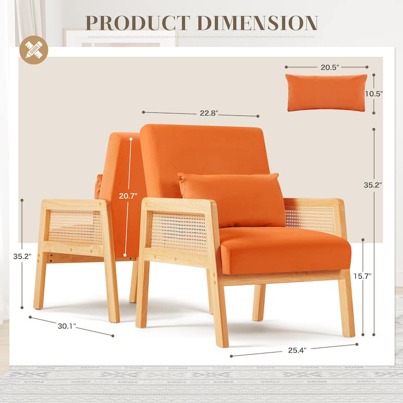 Homall Accent Chair Modern Upholstered Arm Chair with Solid Wood Frame and Pillow, Orange