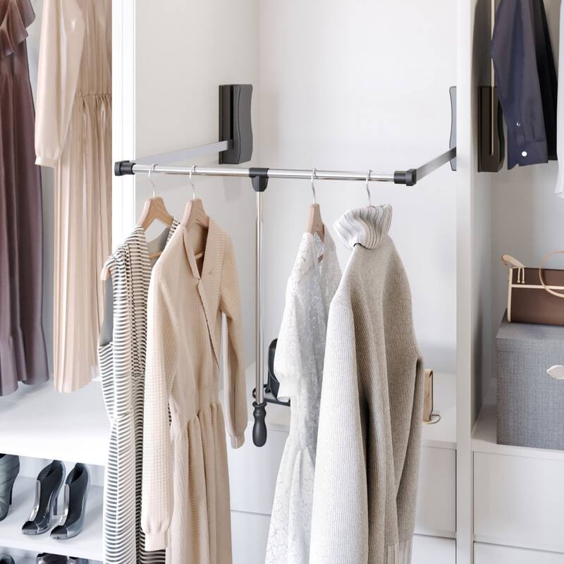 Hardware Resources 32 Inch Wide Pull Down Closet Rod - Chrome