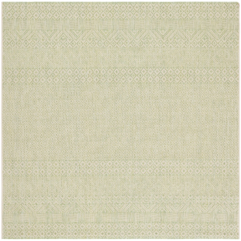 SAFAVIEH Courtyard Velia Indoor/ Outdoor Waterproof Patio Backyard Rug - 4' x 4' Square - Beige/Green
