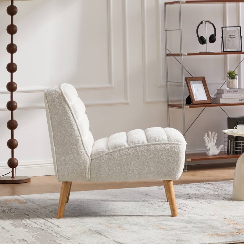 24.4" Wide Modern Upholstered Armless Chair With Black Wood Legs,Accent Chair