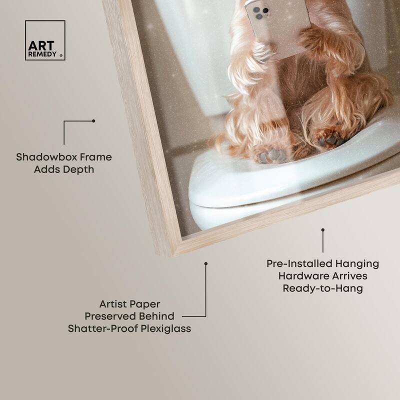Cute Yorkie on the Toilet Shadowbox by Art Remedy
