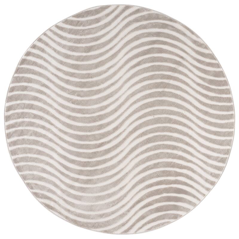 SAFAVIEH Saylor Necattin Modern Rug - 6'3" Round - Beige/Ivory