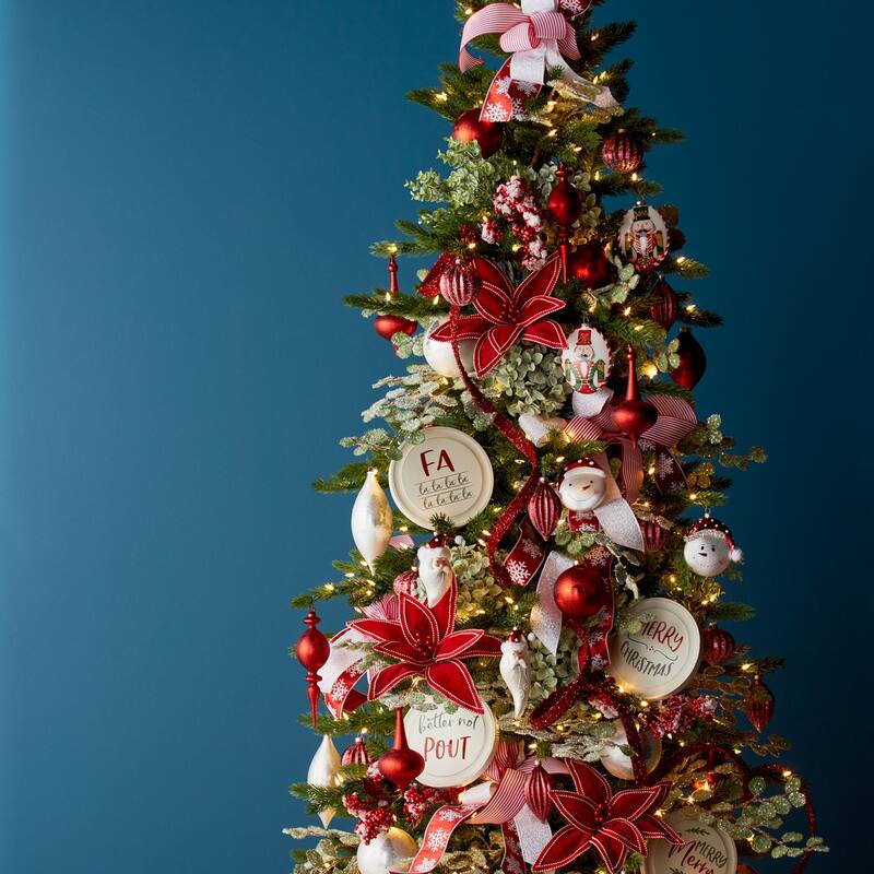 6 Piece Set Candy Cane Poinsettia Artificial Christmas Stems 25"