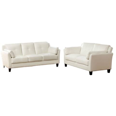 2 Piece Leatherette Sofa Set, White