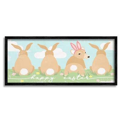 Stupell Happy Easter Sentiment Bunny Tails Funny Corgi Dog Framed Wall Art - Green